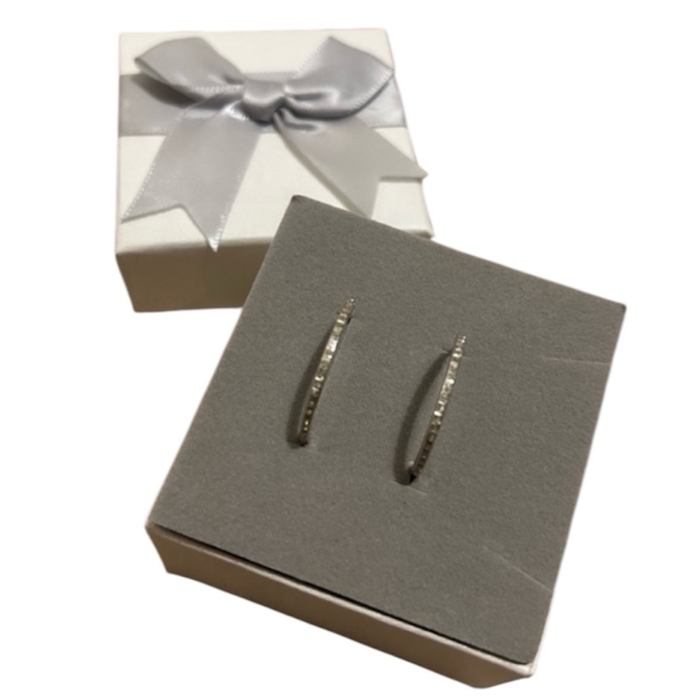Silver Tone Crystal Hoop Earrings - Elegant Women's Jewelry